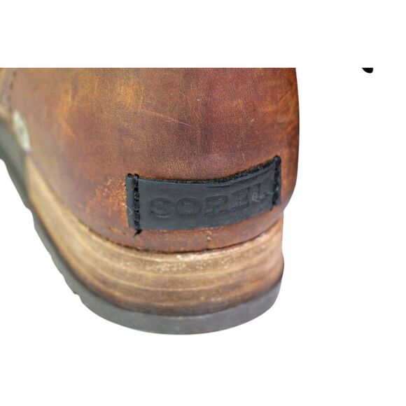 Sorel BROWN GENUINE LEATHER LOW HEEL ROUND TOE FLAT BUCKLE BELTED BOOTS Sz 8 - Picture 7 of 14
